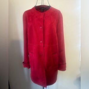 Zara Red Long Faux Suede jacket